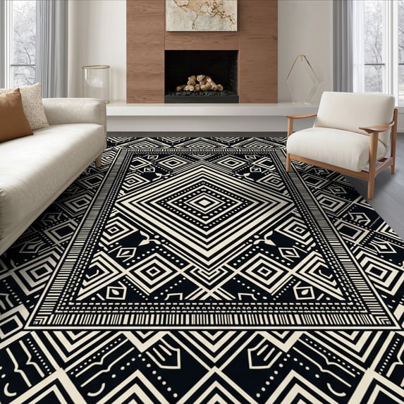 ODIKA 6'x9' Ultra-Soft Area Rug, Entryway Contrast Artwork Crisp Bathroom Front Proch Palmetto None Washable, Bare feet friendly, Silk-Touch for Guest Room, Bedroom