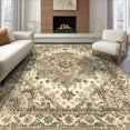 thumbnail image 1 of ODIKA 6'x9' Ultra-Soft Area Rug, Farmhouse Diamond Marker Central Motif Weathered Edge Accent None Washable, Bare feet friendly, Silk-Touch for Guest Room, Bedroom, 1 of 7