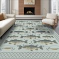 thumbnail image 1 of ODIKA 6'x9' Ultra-Soft Area Rug, Fishing Bass Repeating Lure Net Border Tackle Motif Angler Fish Flowing Dynamic None Washable, Bare feet friendly, Silk-Touch for Guest Room, Bedroom, 1 of 7
