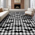 thumbnail image 1 of ODIKA 6'x9' Ultra-Soft Area Rug, Flying Bats Buffalo Plaid Design Doormat Halloween Porch Accent None Washable, Bare feet friendly, Silk-Touch for Guest Room, Bedroom, 1 of 7