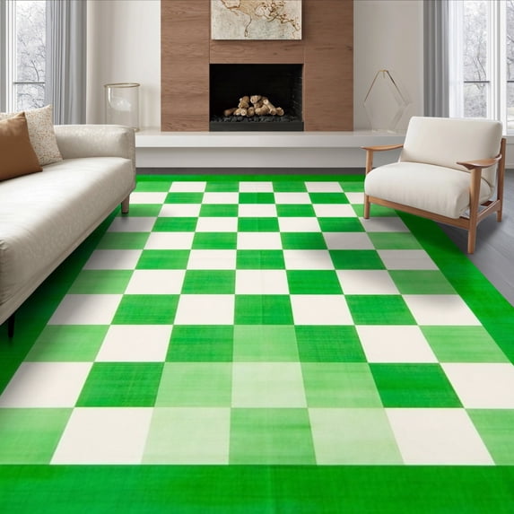 Check Floor Rug ODIKA 6'x9' Ultra-Soft Area Rug, Fuzzy Funky Retro Checkerboard Grid ...