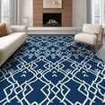 thumbnail image 1 of ODIKA 6'x9' Ultra-Soft Area Rug, Geometric Interlocking Trellis Tasseled Boho Lattice Front Door Motif Playful None Washable, Bare feet friendly, Silk-Touch for Guest Room, Bedroom, 1 of 6