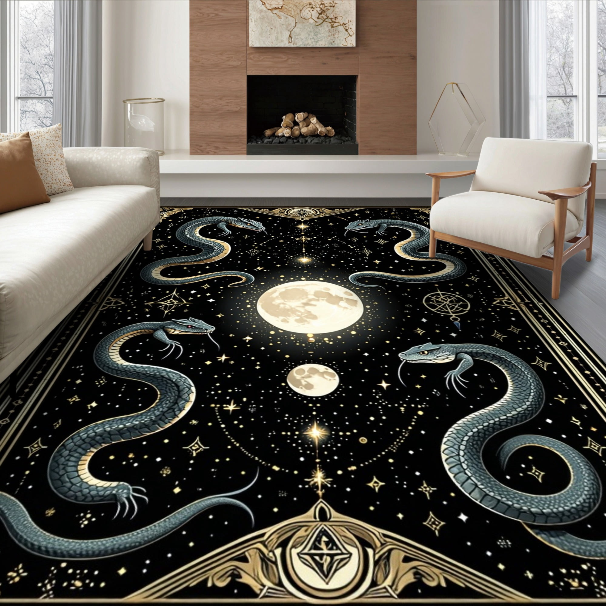 ODIKA 6'x9' Ultra-Soft Area Rug, Gothic Serpent Snake Divination ...