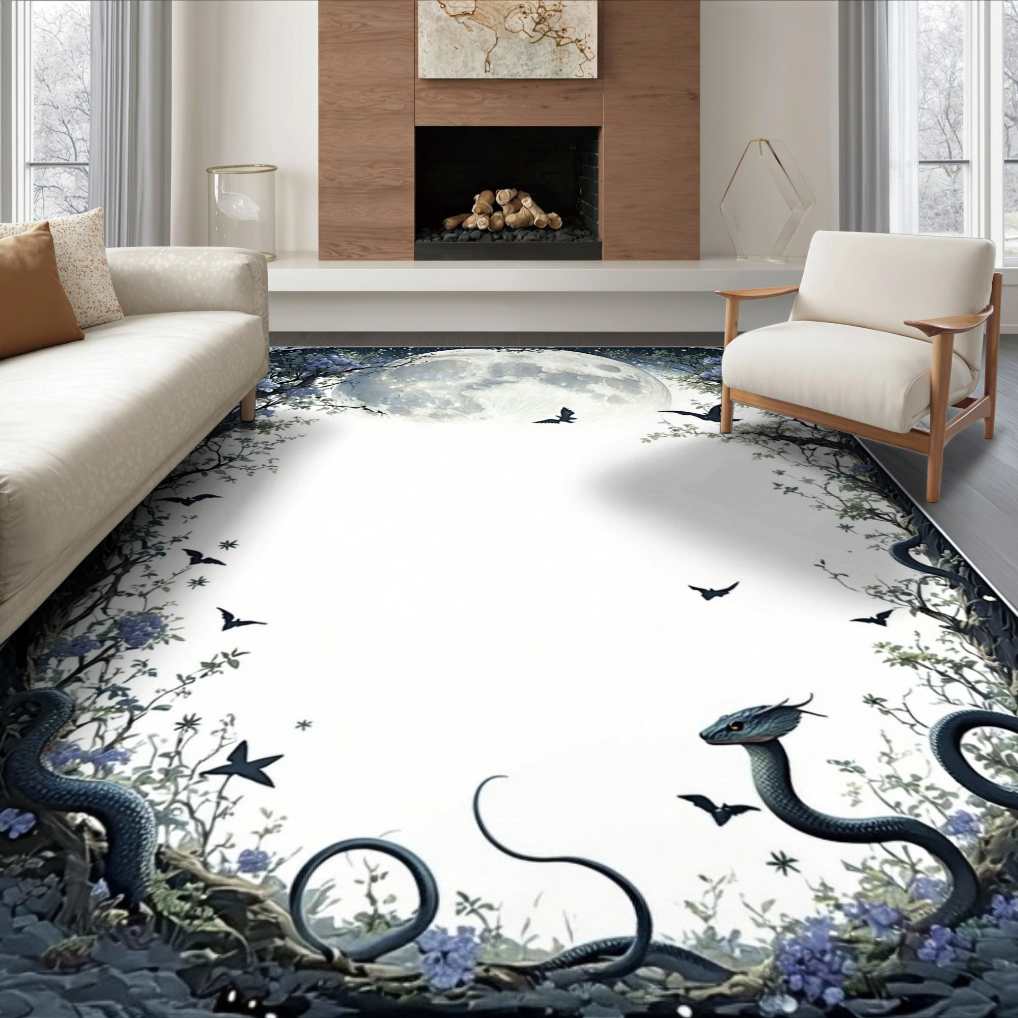 Gothy Rug ODIKA 6'x9' Ultra-Soft Area Rug, Gothic Snake Witchy Moody Whimsical ...