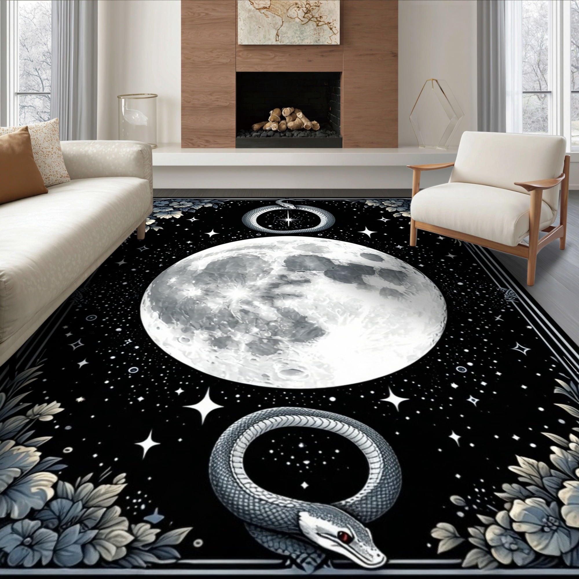 Gothy Rug ODIKA 6'x9' Ultra-Soft Area Rug, Gothic Witchy Snake Moody Whimsical ...