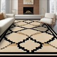 thumbnail image 1 of ODIKA 6'x9' Ultra-Soft Area Rug, Grid Geometric Lattice Neutral Checkered Border Frame Farmhouse None Washable, Bare feet friendly, Silk-Touch for Guest Room, Bedroom, 1 of 7