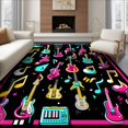 thumbnail image 1 of ODIKA 6'x9' Ultra-Soft Area Rug, Guitar Music Notes Modern Rock With Hip Hop Graffiti Accents None Washable, Bare feet friendly, Silk-Touch for Guest Room, Bedroom, 1 of 7