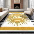 thumbnail image 1 of ODIKA 6'x9' Ultra-Soft Area Rug, Hello Sunshine Striped Welcome Sunray Border Greeting Design None Washable, Bare feet friendly, Silk-Touch for Guest Room, Bedroom, 1 of 7
