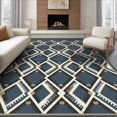 thumbnail image 1 of ODIKA 6'x9' Ultra-Soft Area Rug, Lattice Distressed Border Skid Hallway Checkered Geometric Boho Playful None Washable, Bare feet friendly, Silk-Touch for Guest Room, Bedroom, 1 of 7
