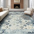 thumbnail image 1 of ODIKA 6'x9' Ultra-Soft Area Rug, Livingroom Abstract Motif Symmetrical Interlocking Border Neutral None Washable, Bare feet friendly, Silk-Touch for Guest Room, Bedroom, 1 of 7