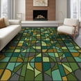 thumbnail image 1 of ODIKA 6'x9' Ultra-Soft Area Rug, Mid Abstract Century Stained Mosaic Retro Hallway School Geometric Flowing None Washable, Bare feet friendly, Silk-Touch for Guest Room, Bedroom, 1 of 7