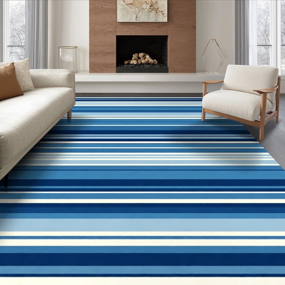 Navy Office Rug ODIKA 6'x9' Ultra-Soft Area Rug, Modern Navy Blue None Washable, Bare ...