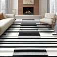 thumbnail image 1 of ODIKA 6'x9' Ultra-Soft Area Rug, Under Monochrome Bold Interlocking Bands Striped Entryway Doormat None Washable, Bare feet friendly, Silk-Touch for Guest Room, Bedroom, 1 of 7