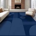 thumbnail image 1 of ODIKA 6'x9' Ultra-Soft Area Rug, Navy Blue Geometric Abstract Design Elegant Rectangular with Striped Accents Washable, Bare feet friendly, Silk-Touch for Guest Room, Bedroom, 1 of 7