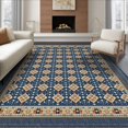 thumbnail image 1 of ODIKA 6'x9' Ultra-Soft Area Rug, Navy Long Abstract Ocean Mosaic Modern Boho Diamond Motif with Stepped Border Washable, Bare feet friendly, Silk-Touch for Guest Room, Bedroom, 1 of 7