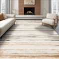 thumbnail image 1 of ODIKA 6'x9' Ultra-Soft Area Rug, Neutral Farmhouse Stripe With Boho Geometric Distressed Accents None Washable, Bare feet friendly, Silk-Touch for Guest Room, Bedroom, 1 of 7