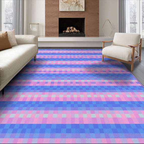 Check Floor Rug ODIKA 6'x9' Ultra-Soft Area Rug, Ombre Short Checkerboard Pile Retro ...