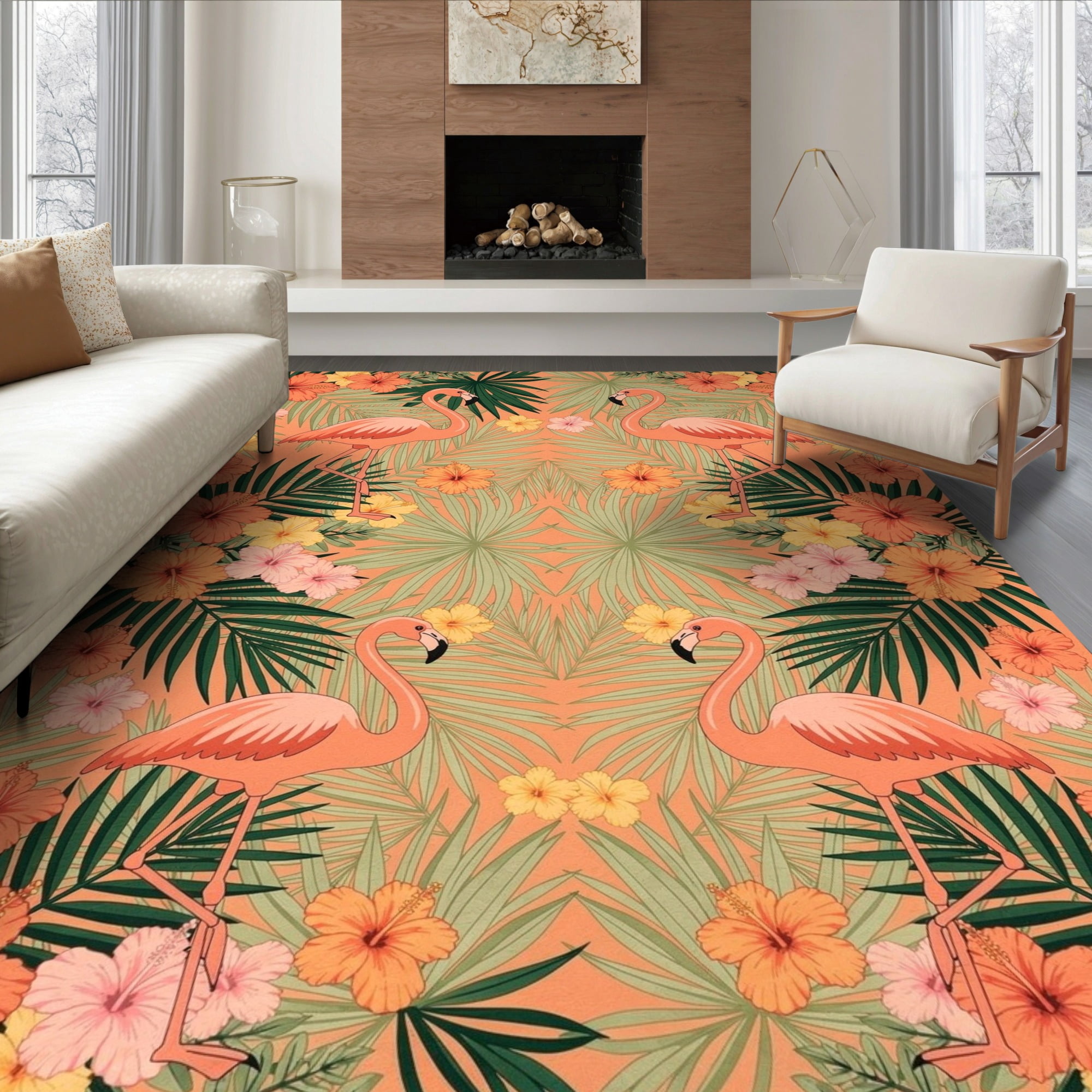 Rug Frameborder ODIKA 6'x9' Ultra-Soft Area Rug, Pcs Boho Plaid Border Welcome Motif ...