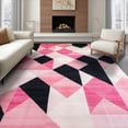 thumbnail image 1 of ODIKA 6'x9' Ultra-Soft Area Rug, Pink Abstract Geometric Contemporary Bold Interlocking Maze Grid None Washable, Bare feet friendly, Silk-Touch for Guest Room, Bedroom, 1 of 7