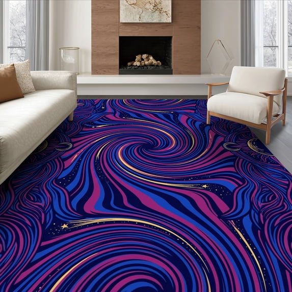 ODIKA 6'x9' Ultra-Soft Area Rug, Portal Motif Vortex Comet Uranus Themed Galaxy Starry Nebula Playful Expressive None Washable, Bare feet friendly, Silk-Touch for Guest Room, Bedroom