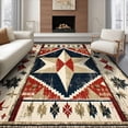 thumbnail image 1 of ODIKA 6'x9' Ultra-Soft Area Rug, Primitive Distressed Vintage Folk Border Farmhouse Lettering None Washable, Bare feet friendly, Silk-Touch for Guest Room, Bedroom, 1 of 7