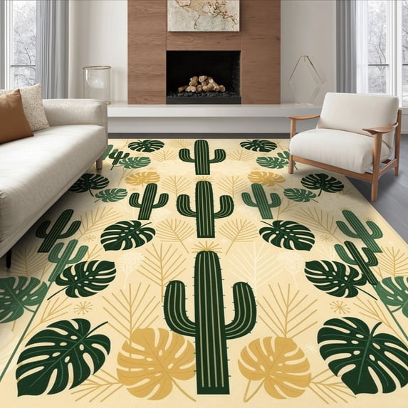 Abstract Tree Rug ODIKA 6'x9' Ultra-Soft Area Rug, Print Mid Century Forest Sunset ...