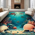 thumbnail image 1 of ODIKA 6'x9' Ultra-Soft Area Rug, Sea Turtle Ocean Animal Design With Nautical Coral Reef Border None Washable, Bare feet friendly, Silk-Touch for Guest Room, Bedroom, 1 of 7