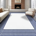 thumbnail image 1 of ODIKA 6'x9' Ultra-Soft Area Rug, Striped Buffalo Check Farmhouse Plaid With Bordered Welcome Motif None Washable, Bare feet friendly, Silk-Touch for Guest Room, Bedroom, 1 of 7