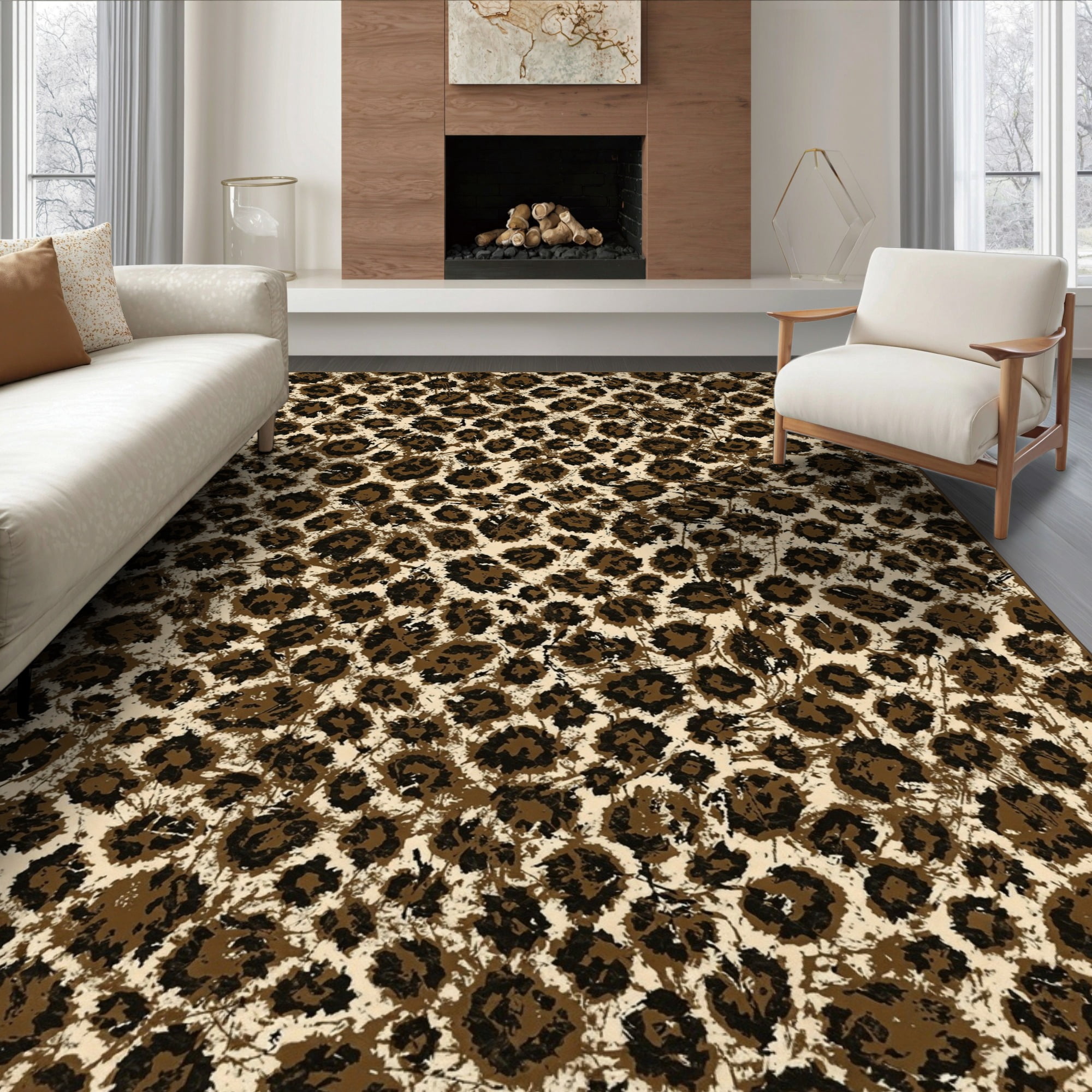 Dicor Rug ODIKA 6'x9' Ultra-Soft Area Rug, Tricolor Abstract Patchwork Distressed ...