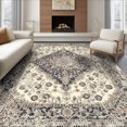 thumbnail image 1 of ODIKA 6'x9' Ultra-Soft Area Rug, Under Vintage Boho Distressed Scroll Border Large Ornate Dining Flowing Dynamic None Washable, Bare feet friendly, Silk-Touch for Guest Room, Bedroom, 1 of 7
