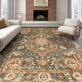 thumbnail image 1 of ODIKA 6'x9' Ultra-Soft Area Rug, Vintage Faded Medallion Motif Antique Stepped Border Symmetrical None Washable, Bare feet friendly, Silk-Touch for Guest Room, Bedroom, 1 of 7