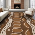 thumbnail image 1 of ODIKA 6'x9' Warm Earth Tones Abstract Waves Washable Area Rug Dynamic Geometric Rhythm Design for Family Room, Living Mater Bedroom, Non-Slip, Easy Care, 1 of 7
