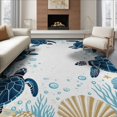 thumbnail image 1 of ODIKA 6'x9' Washable Area Rug Animals Turtle Starfish Nautical Ocean Border Motif Scattered for Dining Room, Under Table, Office Décor, Non-Slip Chair-Friendly, 1 of 7