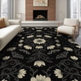 thumbnail image 1 of ODIKA 6'x9' Washable Area Rug Bat Toss Boho Wildflower Vines Moths Flowers Gothic Halloween Structured for Family Room, Living Room, Master Bedroom, Non-Slip, Easy Care, 1 of 7