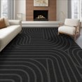 thumbnail image 1 of ODIKA 6'x9' Washable Area Rug Black Gray Geometric Lines and Curves Design Elegant Contemporary Art Style for Family Room, Living Room, Master Bedroom, Non-Slip, Easy Care, 1 of 7