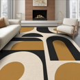 thumbnail image 1 of ODIKA 6'x9' Washable Area Rug Black Tan Geometric Decorative Elegant Arch and Circle Motifs in a Modern Design for Dining Room, Under Table, Office Décor, Non-Slip Chair-Friendly, 1 of 7
