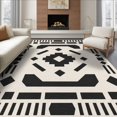 thumbnail image 1 of ODIKA 6'x9' Washable Area Rug Black White Geometric Precision Design Accent Contemporary Symmetry with Bold for Dining Room, Under Table, Office Décor, Non-Slip Chair-Friendly, 1 of 7