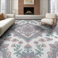 thumbnail image 1 of ODIKA 6'x9' Washable Area Rug Boho Oushak Whimsical Blush Dorm Pastel Sage Nursey Pink Refined for Dining Room, Under Table, Office Décor, Non-Slip Chair-Friendly, 1 of 7