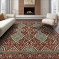 thumbnail image 1 of ODIKA 6'x9' Washable Area Rug Boho Traditional Large Lattice Over Motif Decorative Border Bohemian for Dining Room, Under Table, Office Décor, Non-Slip Chair-Friendly, 1 of 7