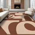 thumbnail image 1 of ODIKA 6'x9' Washable Area Rug Brown Beige Abstract Geometric Design Elegant Interplay with Minimalist Aesthetic for Dining Room, Under Table, Office Décor, Non-Slip Chair-Friendly, 1 of 7