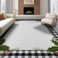 thumbnail image 1 of ODIKA 6'x9' Washable Area Rug Buffalo Plaid Welcome Christmas Check With Holly Sprig Corner Motif for Family Room, Living Mater Bedroom, Non-Slip, Easy Care, 1 of 7