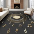 thumbnail image 1 of ODIKA 6'x9' Washable Area Rug Cd Vinyl Record Vintage Music Notes Spinning Grooves Retro Disc Flowing Dynamic for Family Room, Living Room, Master Bedroom, Non-Slip, Easy Care, 1 of 7