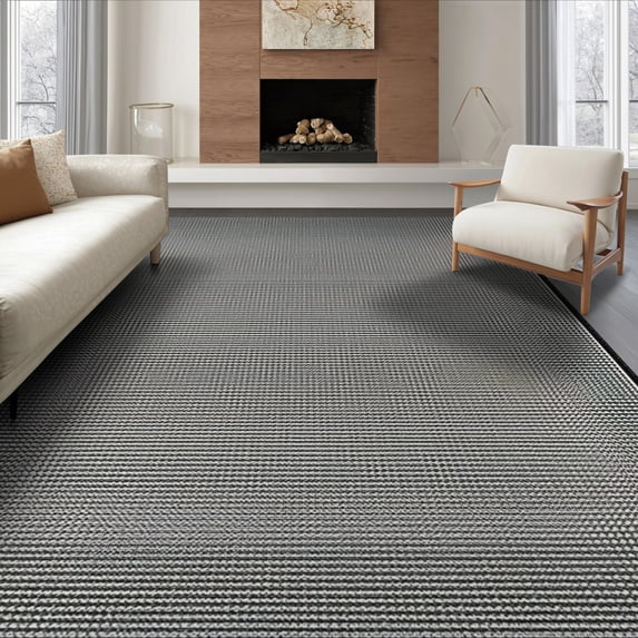 ODIKA 6'x9' Washable Area Rug Checkered Dot Geometric Interlocking Grid Entry Music Long Entryway for Dining Room, Under Table, Office Décor, Non-Slip Chair-Friendly