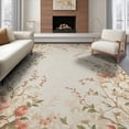 thumbnail image 1 of ODIKA 6'x9' Washable Area Rug Circular Foliage Watercolor Botanical Vintage Scroll Circle Round for Queen Size Bedroom, Under Bed, Master Suite, Easy Care, Non-Shedding, 1 of 7