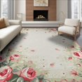 thumbnail image 1 of ODIKA 6'x9' Washable Area Rug Coquette Scattered Rose Bouquet With Delicate Bow Accents Vintage for Family Room, Living Room, Master Bedroom, Non-Slip, Easy Care, 1 of 7