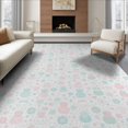 thumbnail image 1 of ODIKA 6'x9' Washable Area Rug Cute Navy Print Whimsical Playful Entry Scattered Pink Flowing Dynamic for Family Room, Living Room, Master Bedroom, Non-Slip, Easy Care, 1 of 7
