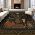 thumbnail image 1 of ODIKA 6'x9' Washable Area Rug Dark Earth Tones Celestial Art Mystical Sun and Moon with Foliage Design for Queen Size Bedroom, Under Bed, Master Suite, Easy Care, Non-Shedding, 1 of 7