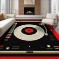 thumbnail image 1 of ODIKA 6'x9' Washable Area Rug Disc Record Vinyl Retro Motif Turntable Phonograph Shaped Music for Queen Size Bedroom, Under Bed, Master Suite, Easy Care, Non-Shedding, 1 of 7