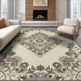 thumbnail image 1 of ODIKA 6'x9' Washable Area Rug Distressed Medallion Panel With Farmhouse Floral Vine Corners Boho Flowing for Dining Room, Under Table, Office Décor, Non-Slip Chair-Friendly, 1 of 7