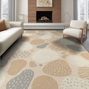ODIKA 6'x9' Washable Area Rug Easy Care, Non-Shedding, Abstract Boho Way Shape Scattered Motif Muted Earthy Lightweight